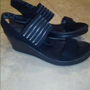 Skechers Memory Foam Black Wedge Sandal